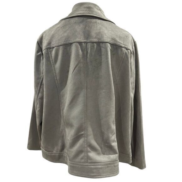 NEW NWT Philosophy Gray Faux Suede Moto Biker Jacket 2X Edgy Zipper Grunge - Picture 4 of 10